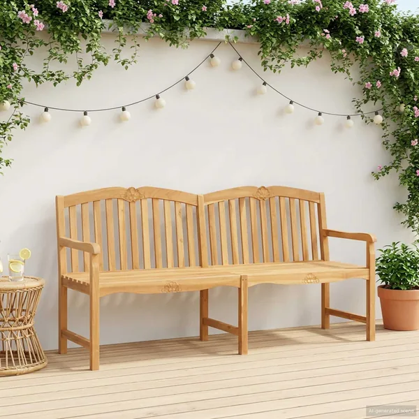 Banc en Bois Sculpté en Rose 180,5 x 60 x 96 cm Naturel