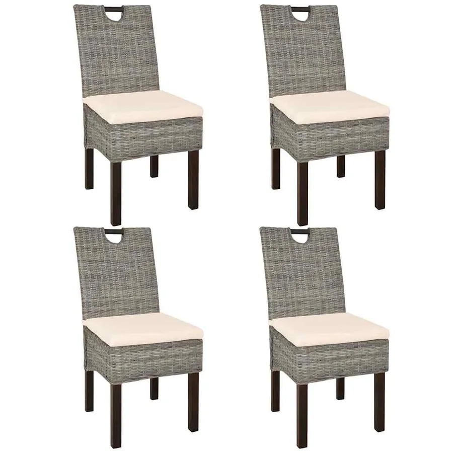 Chaises à manger lot de 4 rotin Kubu bois de manguier