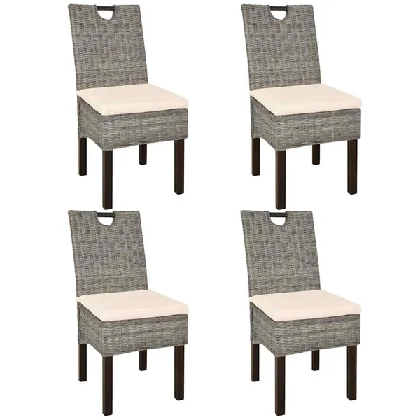 Chaises à manger lot de 4 rotin Kubu bois de manguier