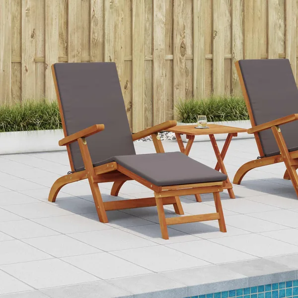 Chaise longue inclinable et pliable 2 pcs Gris foncé