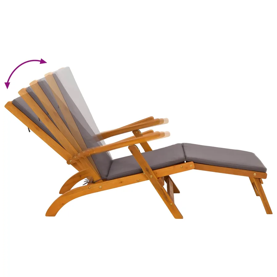 Chaise longue inclinable et pliable 2 pcs Gris foncé - 11