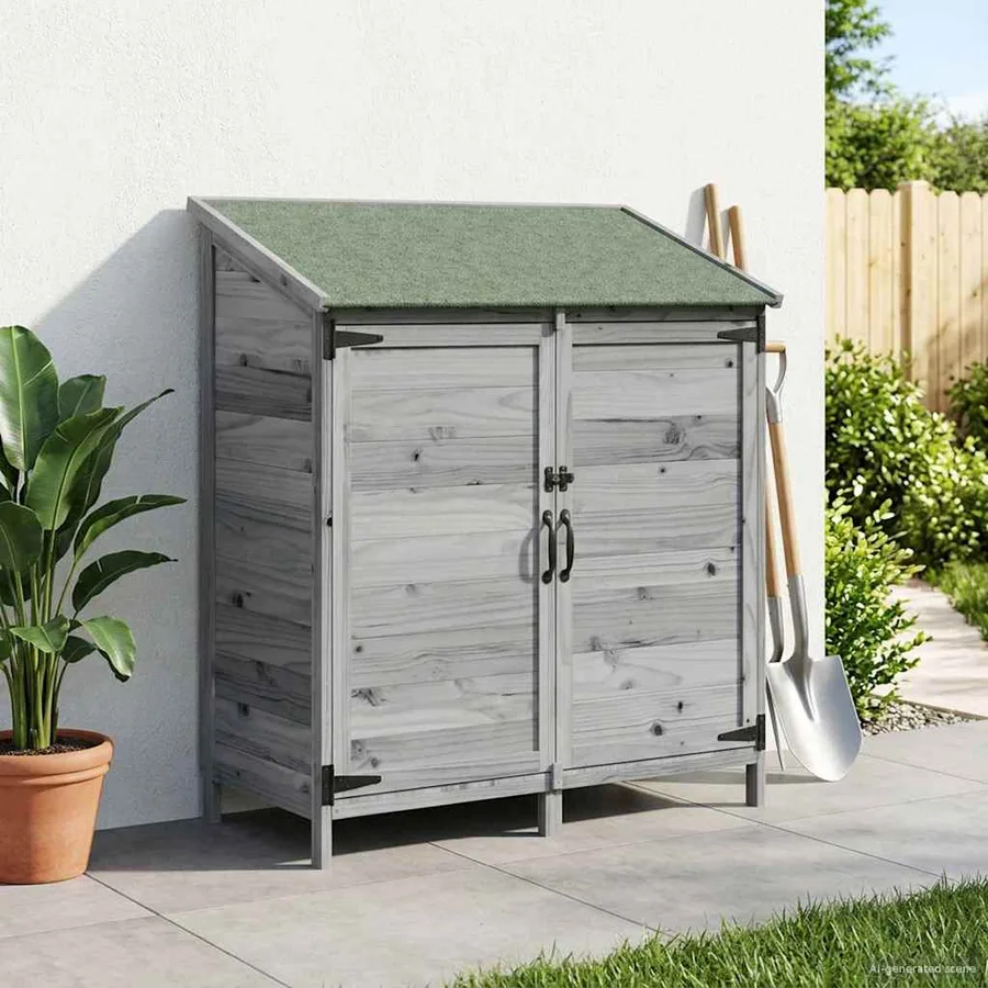 Abri de jardin Gris 106,5 x 56 x 113,5 cm Bois de Sapin Massif - 3