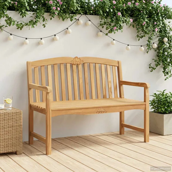 Banc en Bois Sculpté en Rose 114 x 60 x 95 cm Naturel