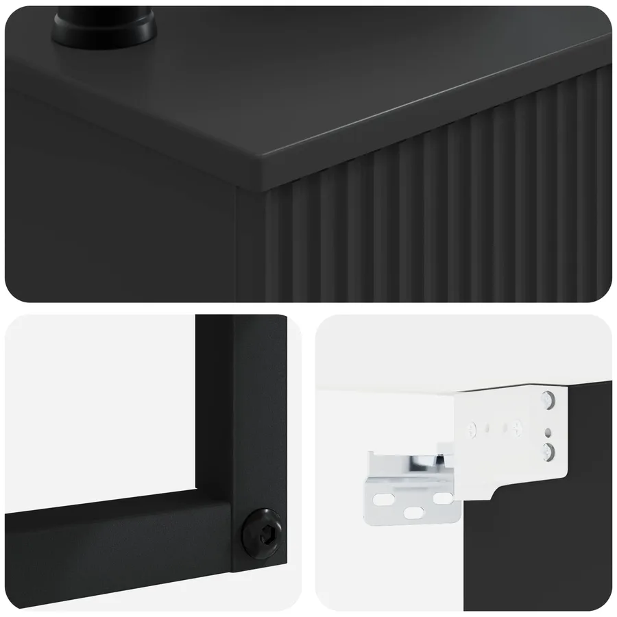 Basin de lavage mural Noir 40 x 41 x 40,5 cm Bois d'ingénierie - 6