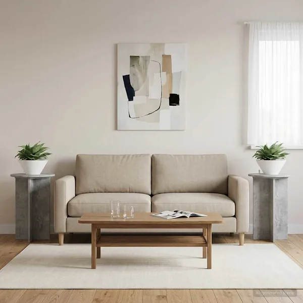 Support de Plante 2 pcs Gris béton Ø40 x 60 cm