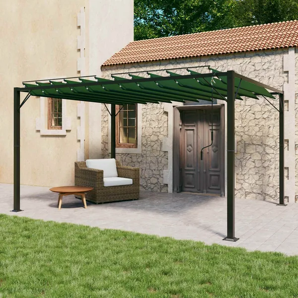Gazebo avec toiture louvée 3 x 4 x 2,14 m Vert