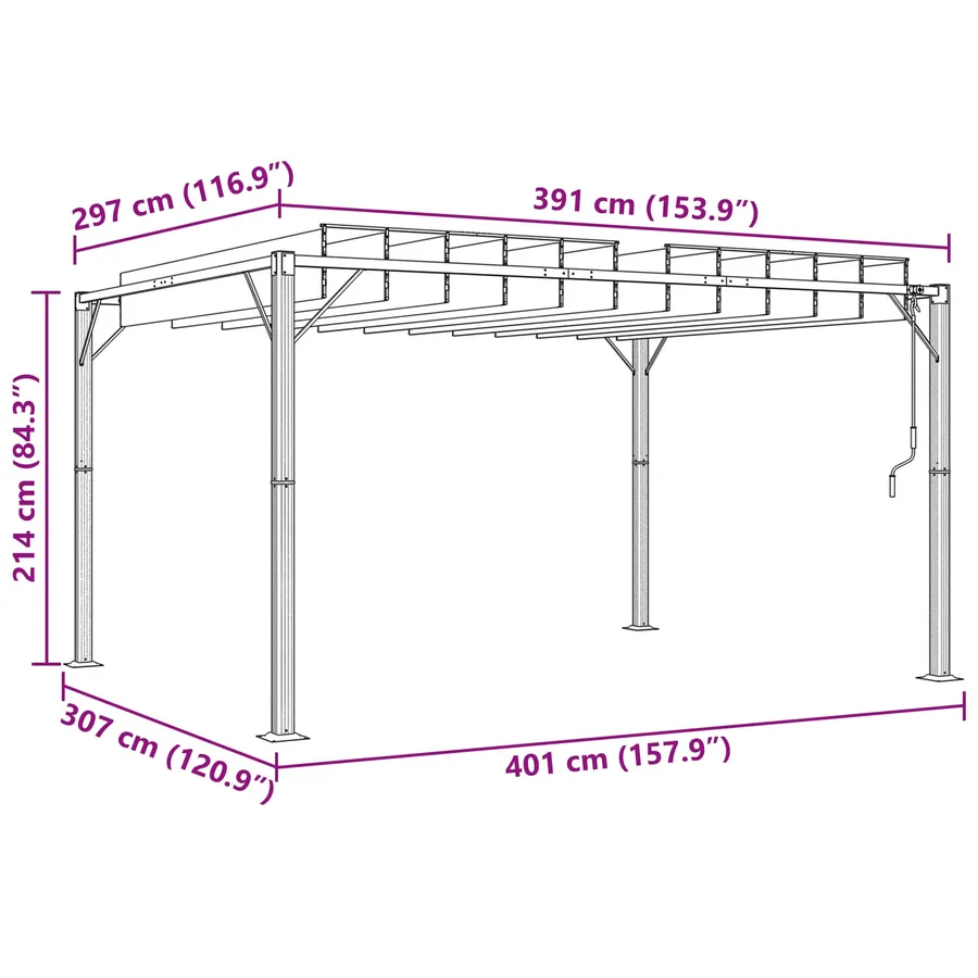 Gazebo avec toiture louvée 3 x 4 x 2,14 m Vert - 9
