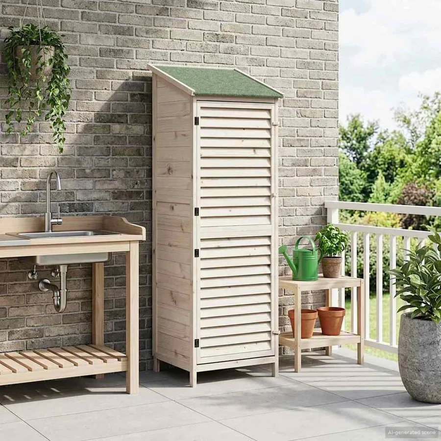 Abri de jardin Blanc 59 x 56 x 176 cm Bois de Sapin Massif