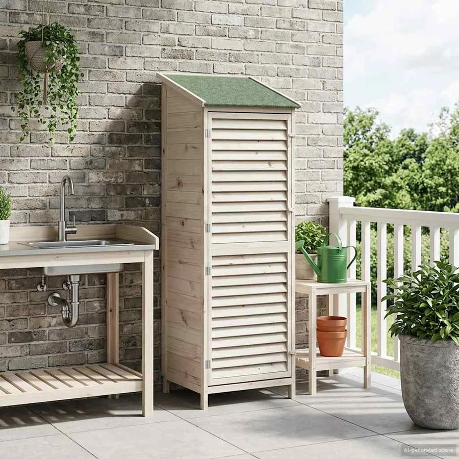 Abri de jardin Blanc 59 x 56 x 176 cm Bois de Sapin Massif - 3