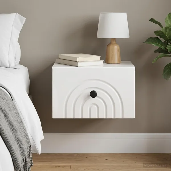 Cabinet de chevet mural Blanc brillant 33 x 34,5 x 20 cm