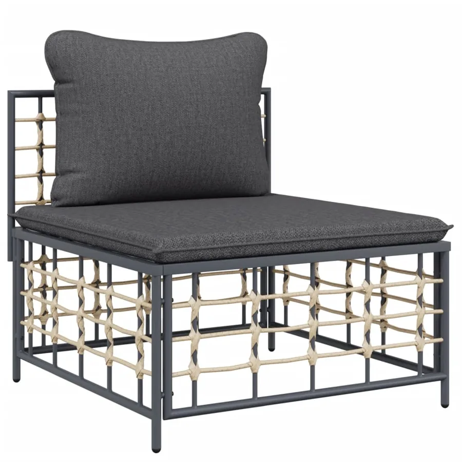 Salon de jardin 7 pcs avec coussins anthracite résine tressée - 5