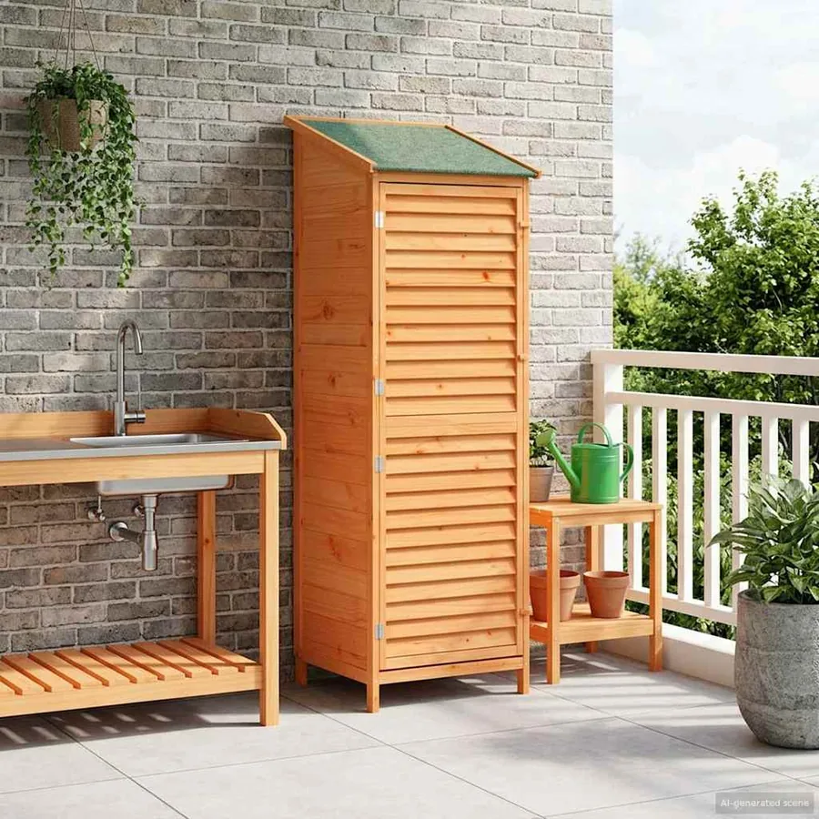 Abri de jardin Marron 59 x 56 x 176 cm Bois de Sapin Massif