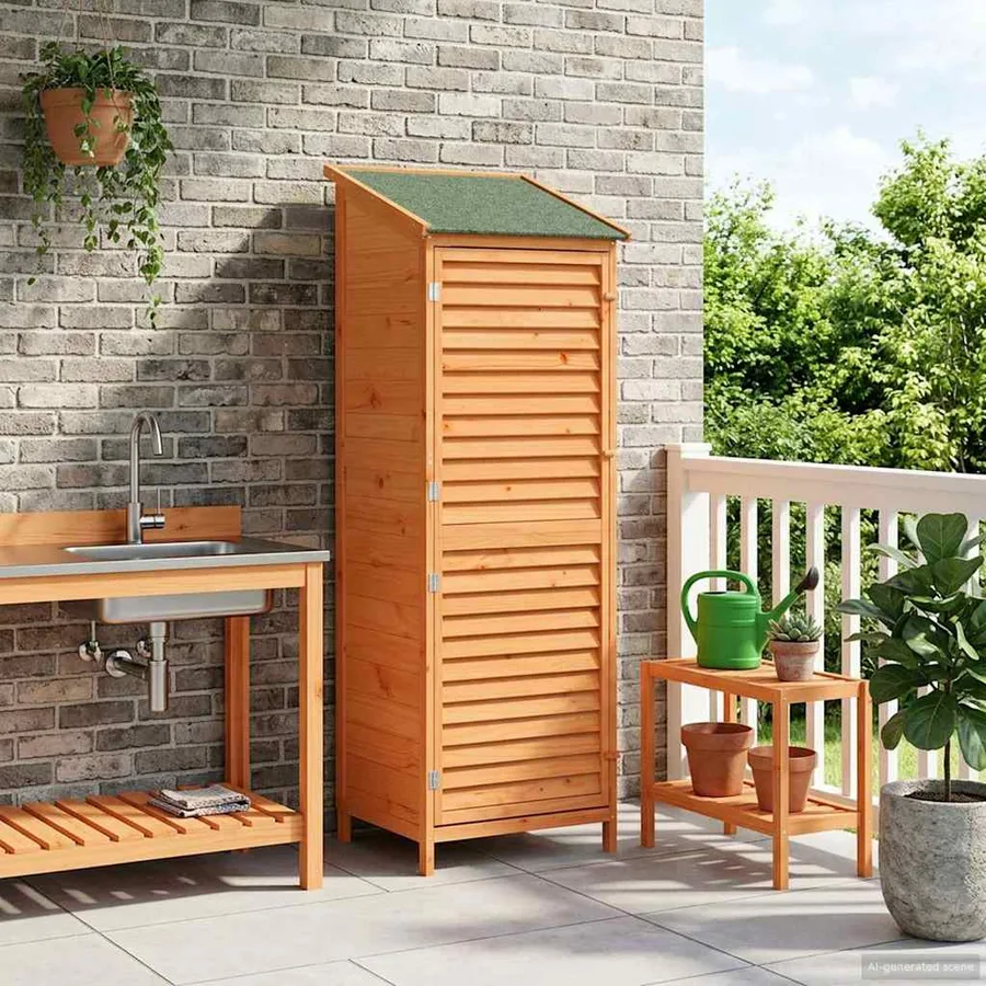 Abri de jardin Marron 59 x 56 x 176 cm Bois de Sapin Massif - 3