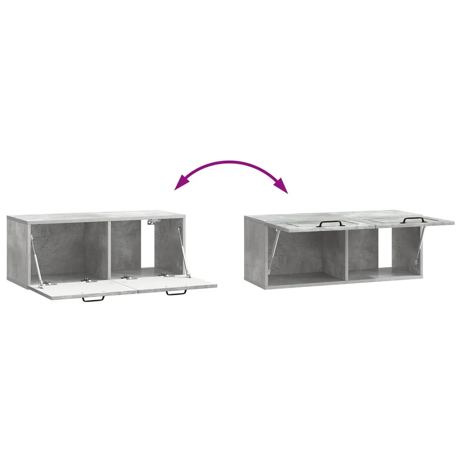 Meuble TV mural Gris béton 78,5 x 31 x 30 cm Bois d'ingénierie - 8