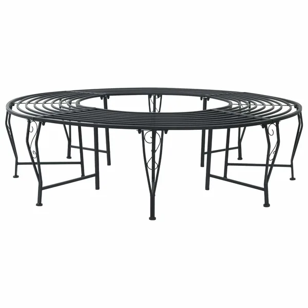 Banc d'Arbre 8-Nombre de places Ø 160 x 44 cm Acier Noir Rond