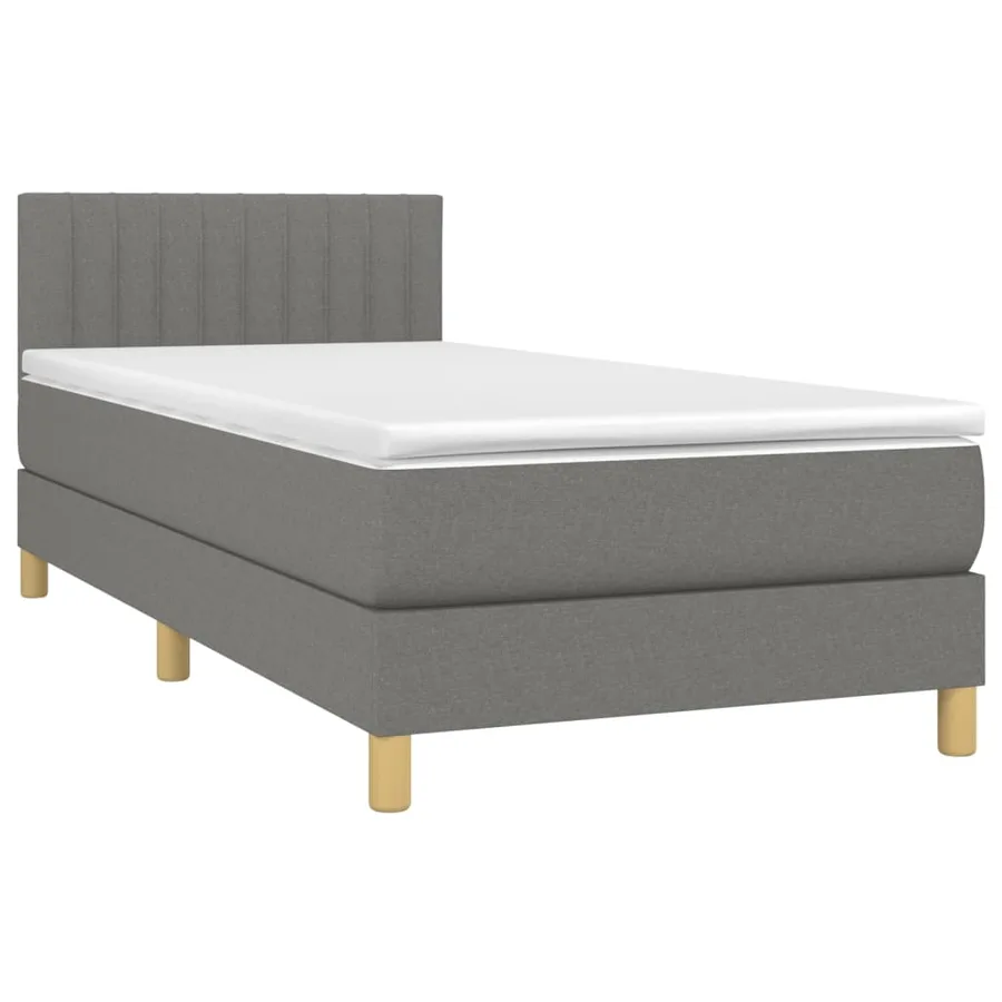 Sommier à lattes de lit avec matelas Gris foncé 90x200 cm Tissu - 3