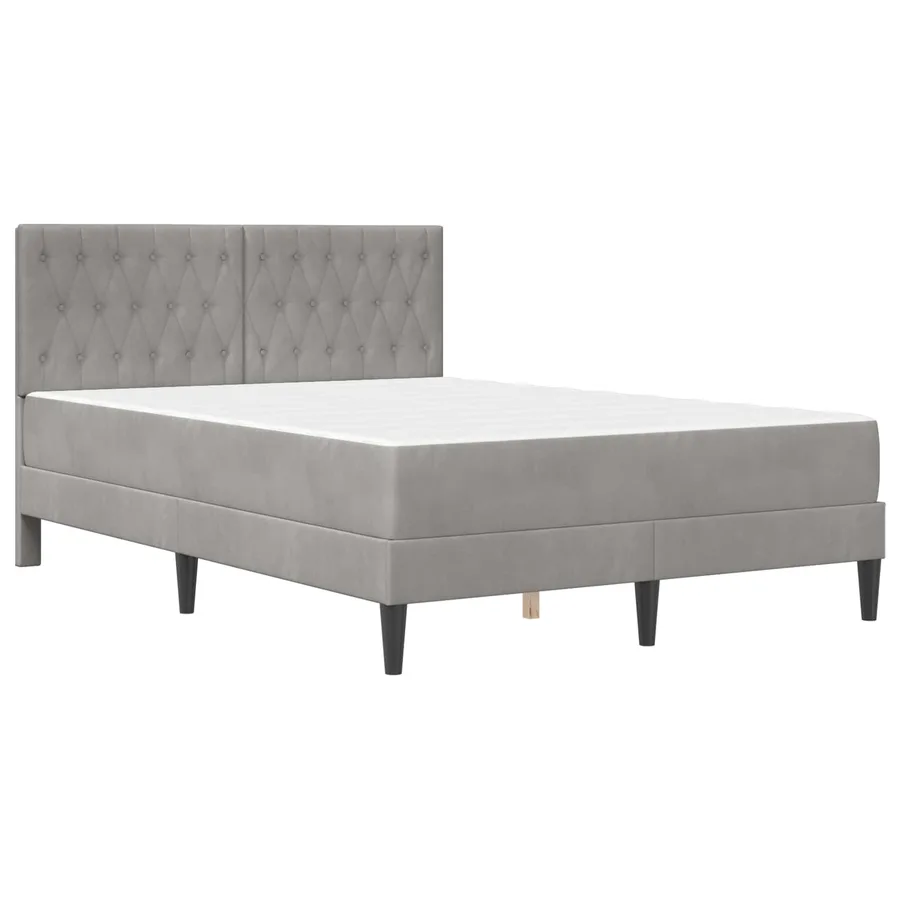 Cadre de lit avec matelas Gris clair 140 x 190 cm Velours - 3