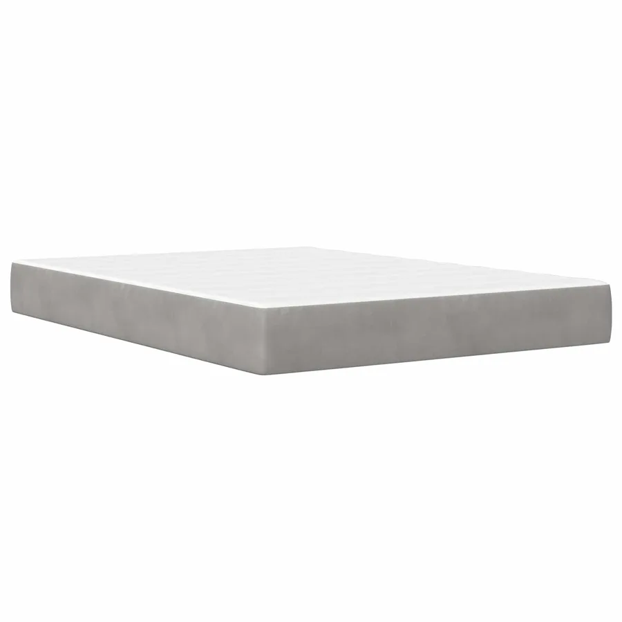 Cadre de lit avec matelas Gris clair 140 x 190 cm Velours - 5