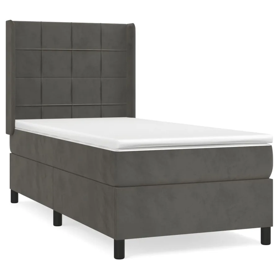 Sommier à lattes de lit et matelas Gris foncé 80x200 cm Velours - 2