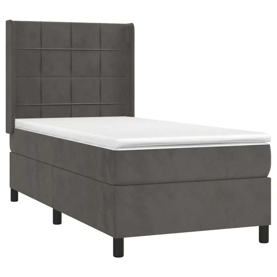 Sommier à lattes de lit et matelas Gris foncé 80x200 cm Velours - 3