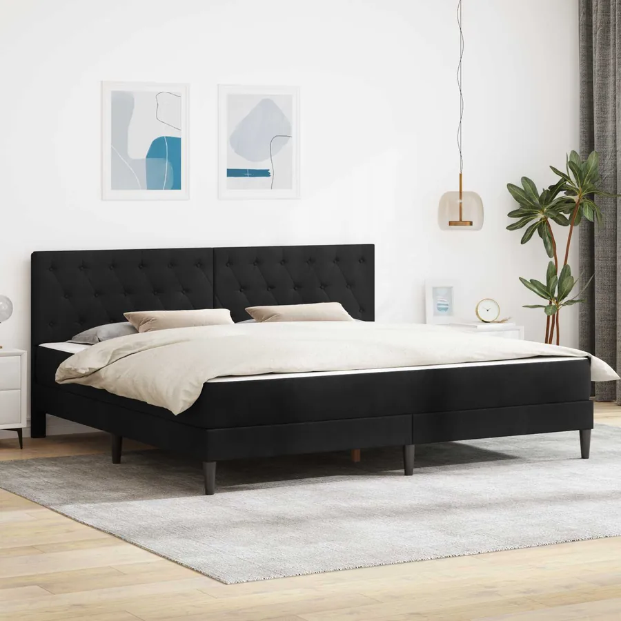 Cadre de lit avec matelas Noir 200 x 200 cm Velours