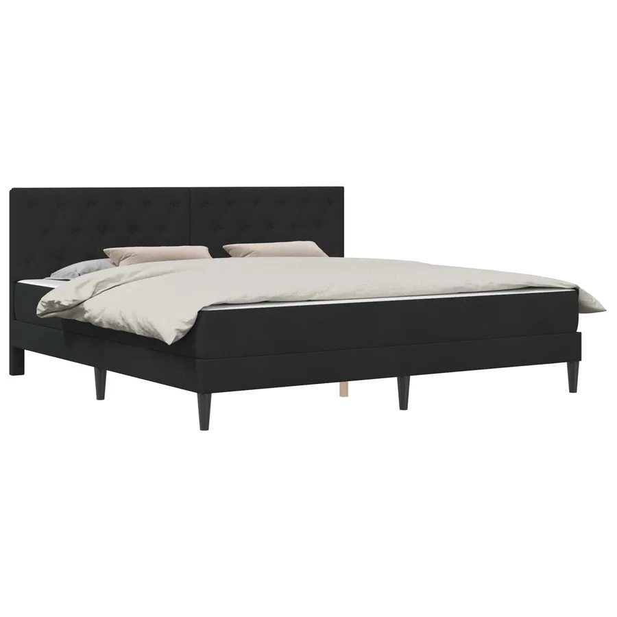 Cadre de lit avec matelas Noir 200 x 200 cm Velours - 2