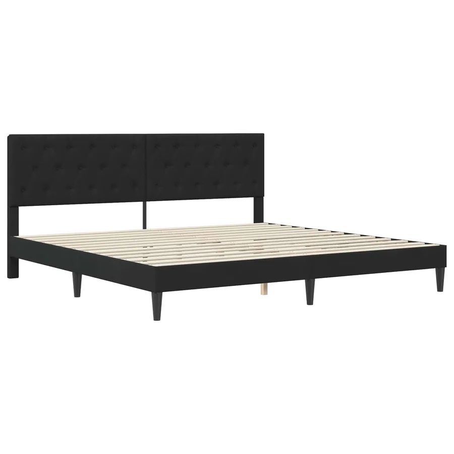 Cadre de lit avec matelas Noir 200 x 200 cm Velours - 4