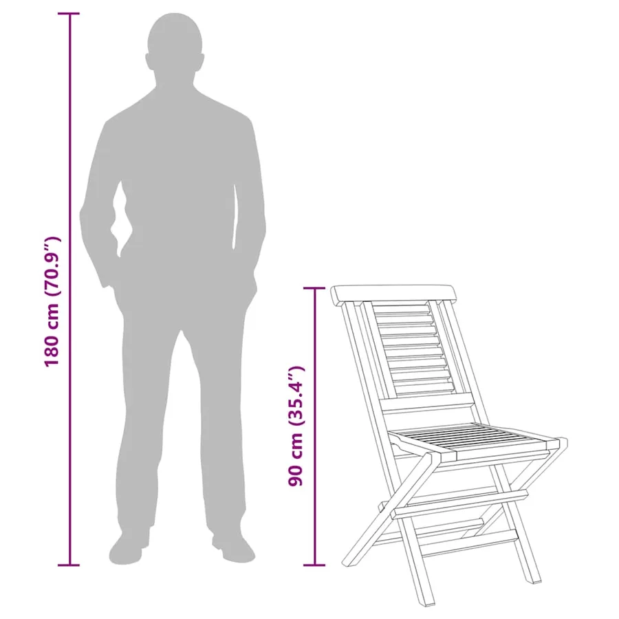 Chaises de jardin pliantes lot de 8 47x63x90cm bois massif teck - 6