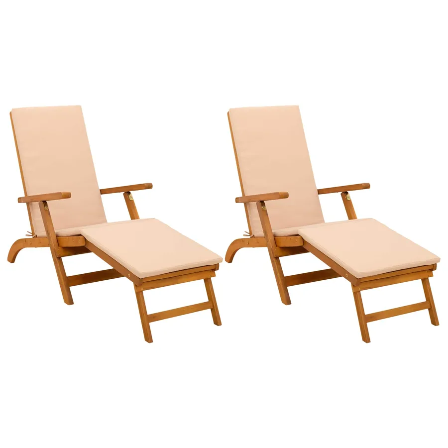 Chaise longue inclinable et pliable 2 pcs 55 x 146 x 91 cm - 2