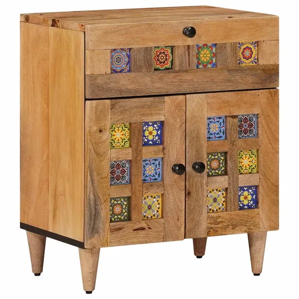Cabinet de chevet Naturel 50 x 33 x 60 cm Bois de mangue massif