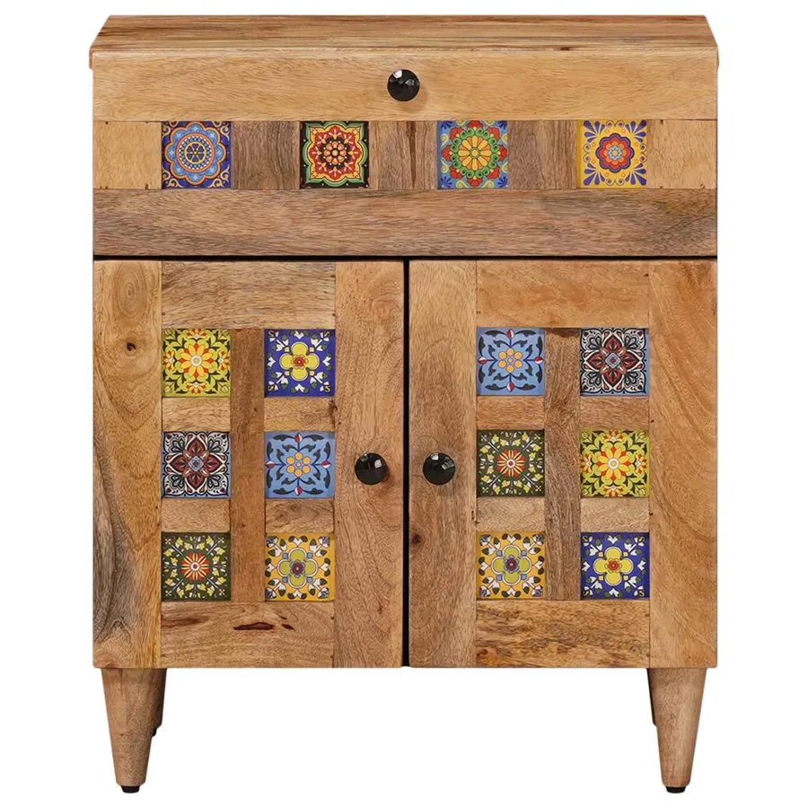 Cabinet de chevet Naturel 50 x 33 x 60 cm Bois de mangue massif - 3