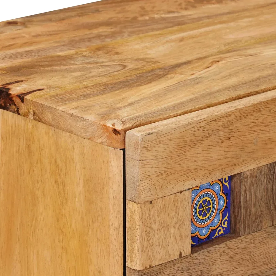 Cabinet de chevet Naturel 50 x 33 x 60 cm Bois de mangue massif - 6