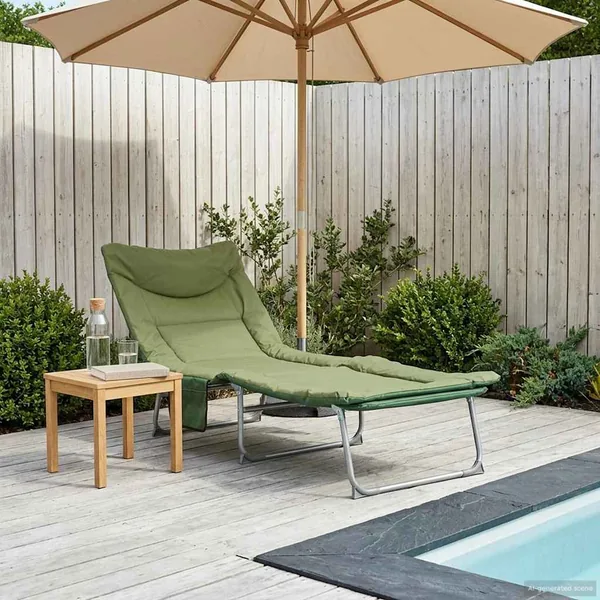 Transat pliant avec coussin Vert foncé