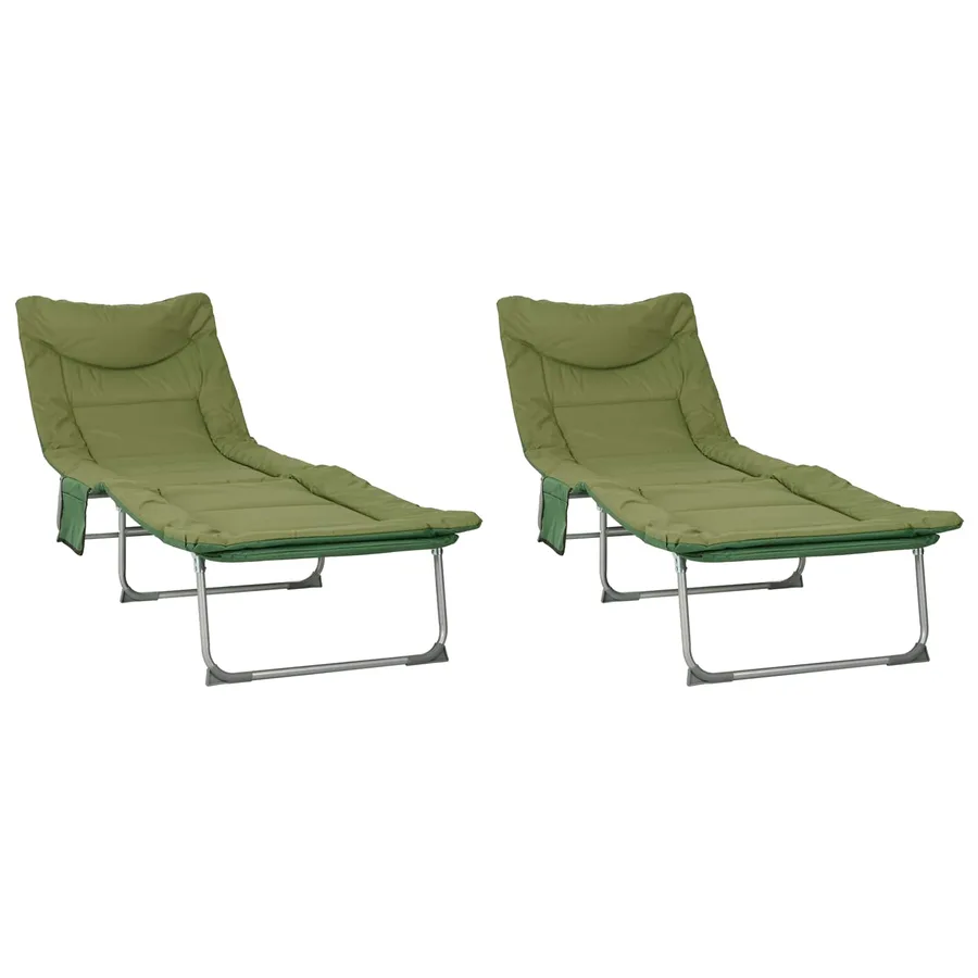 Transat pliant avec coussin Vert foncé - 14
