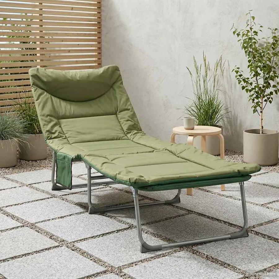 Transat pliant avec coussin Vert foncé - 3