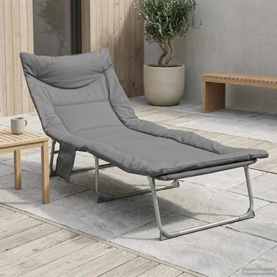 Transat pliant avec coussin Vert foncé - 51