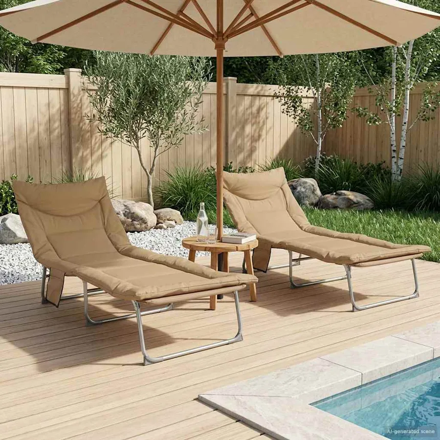 Transat pliant avec coussin Vert foncé - 66
