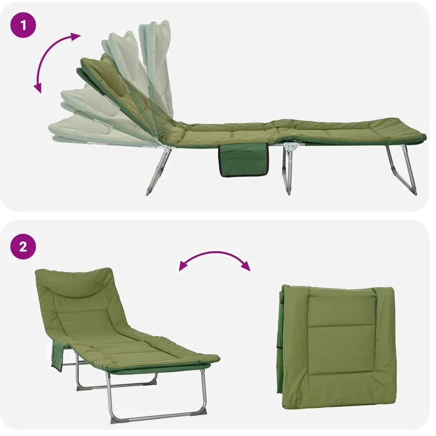 Transat pliant avec coussin Vert foncé - 9