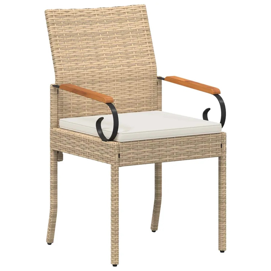 Chaises de jardin avec coussin 2 pcs Beige et blanc crème - 4