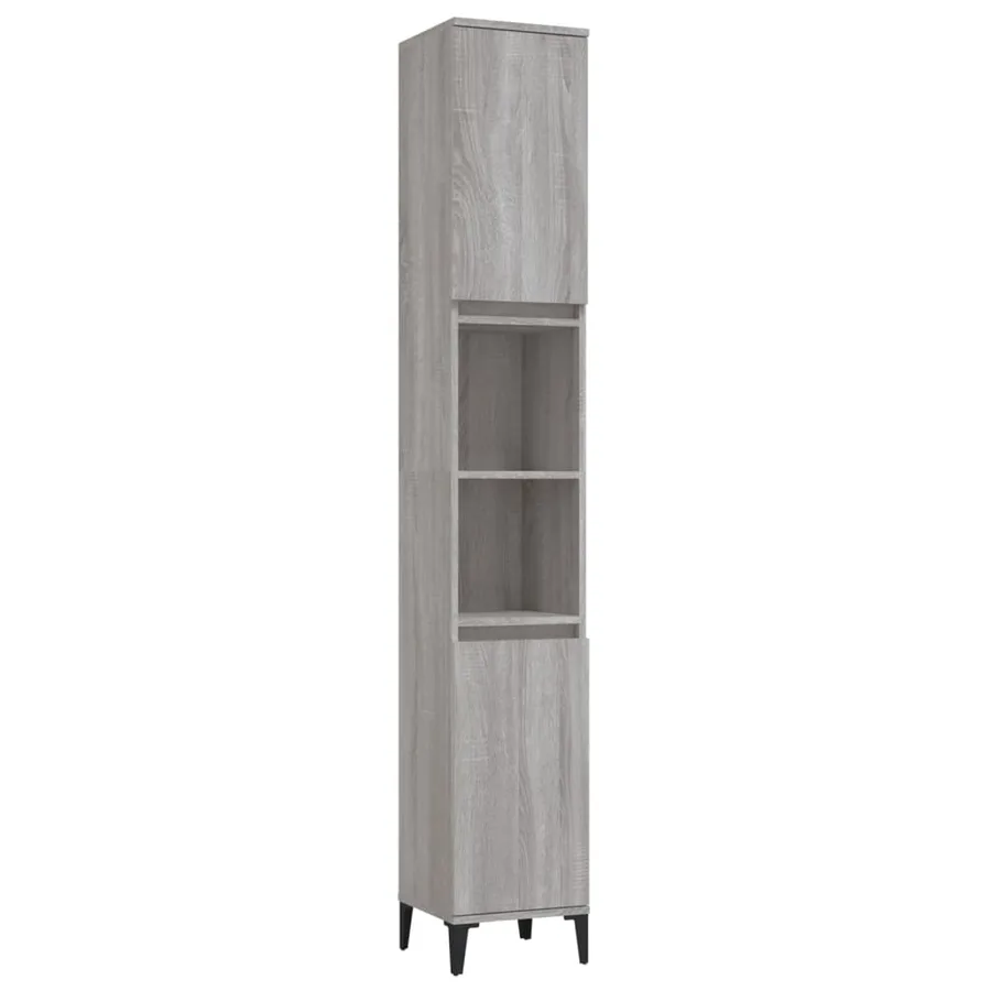 Armoire de bain sonoma gris 30x30x190 cm bois d'ingénierie - 2