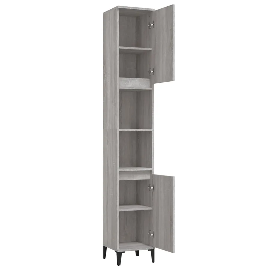 Armoire de bain sonoma gris 30x30x190 cm bois d'ingénierie - 6