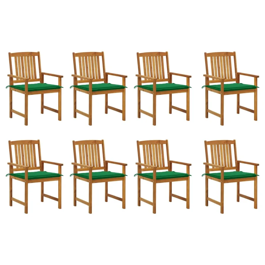 Chaises de jardin avec coussins lot de 8 Bois d'acacia solide