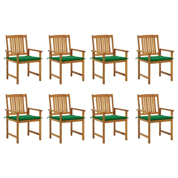 Chaises de jardin avec coussins lot de 8 Bois d'acacia solide