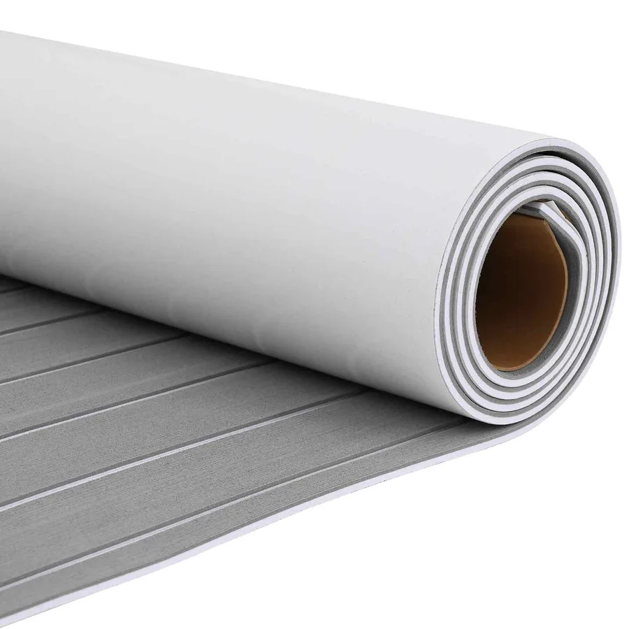 Tapis de bateau Rayé Gris clair et blanc 240 x 90 cm EVA - 3