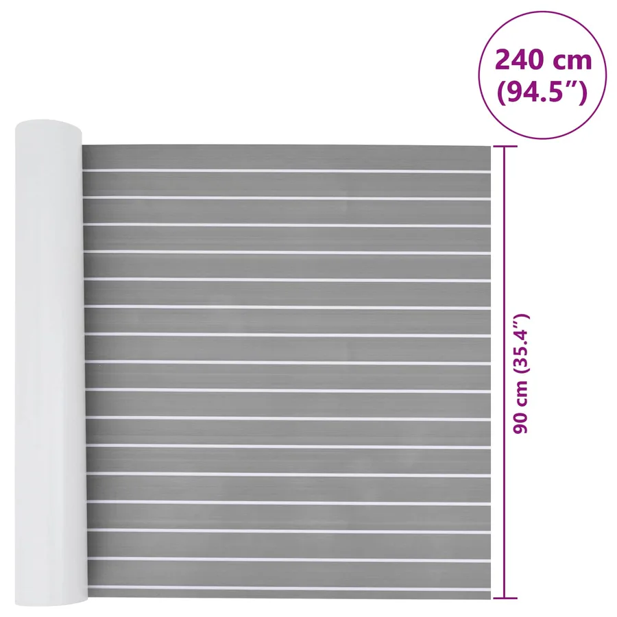 Tapis de bateau Rayé Gris clair et blanc 240 x 90 cm EVA - 8