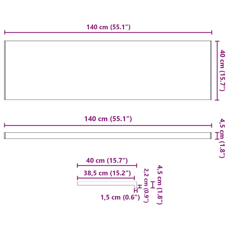 Appui de fenêtre Blanc 140 x 40 x 4,5 cm PVC - 13