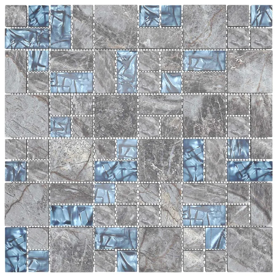 Carrelage en mosaïque 22 pcs Gris et bleu 50 x 50 cm Verre - 3