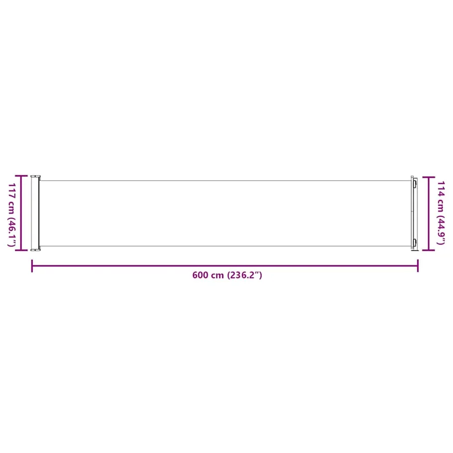 Auvent latéral rétractable de patio 117x600 cm Marron - 11