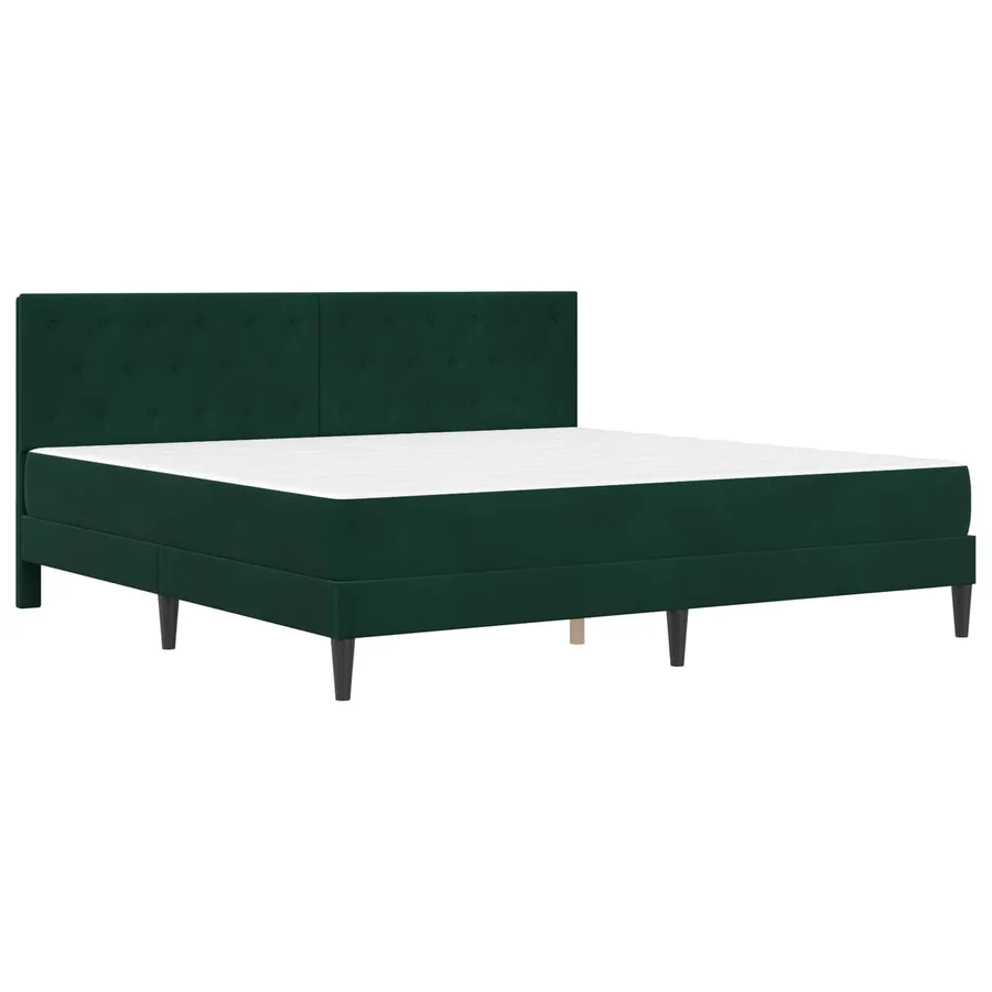 Cadre de lit avec matelas Vert foncé 200 x 200 cm Velours - 3