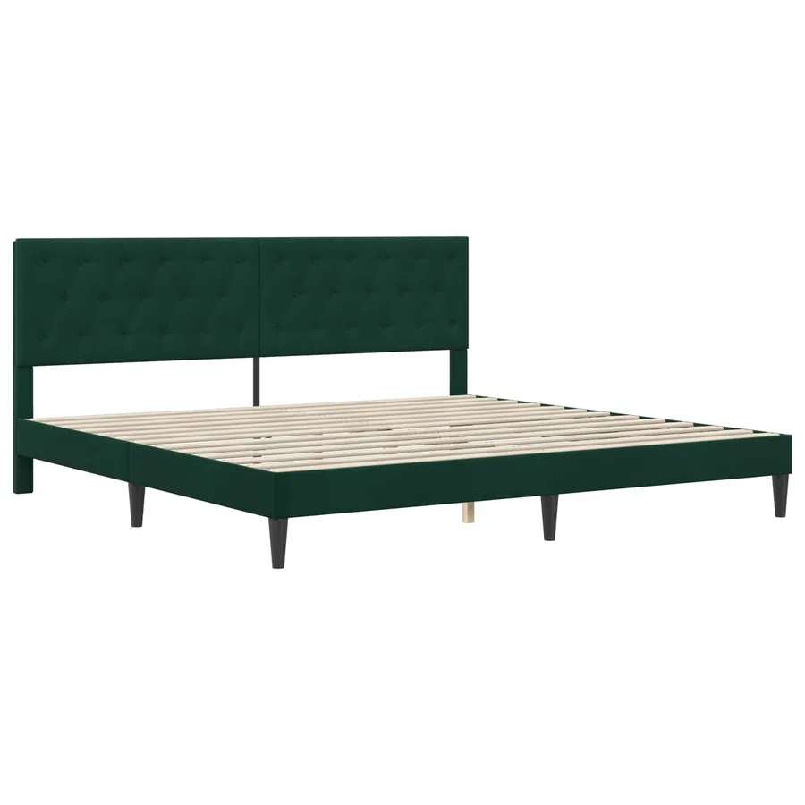 Cadre de lit avec matelas Vert foncé 200 x 200 cm Velours - 4